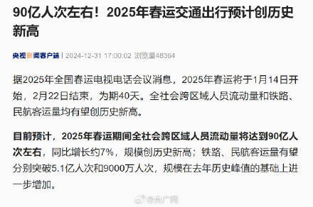 基于數(shù)據(jù)預(yù)測(cè)的未來視角,，展望2025年春運(yùn)高峰客流展望